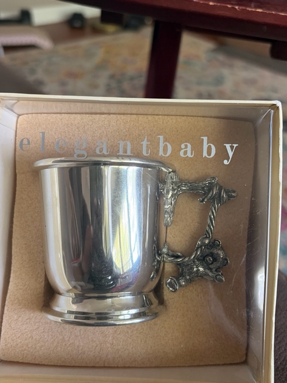 elegantbaby Silver-Plated Teddy Handle Baby Cup